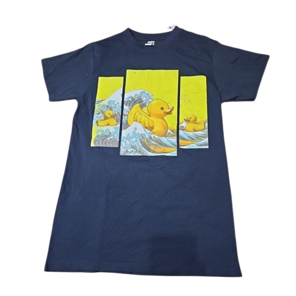 Brisco Rubber Duck Ocean Wave Panel Graphic T Shirt Navy Blue Men Size S NWT - Picture 7 of 8